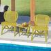 3 Pieces Patio Table Chair Set with Hollow Design Outdoor Coffee Table with Open Shelf and Widened Seat Lounge Chairs for Balcony Garden Yard All Weather Conversation Bistro Set Yellow