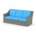 Saint Birch Contemporary Cast Iron Outdoor Wicker Sofa in Teal