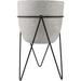 Modern Concrete 12.5 Tall Grey Cement Planter ON Black Metal Stand Century