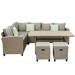 5 Pcs Outdoor Conversation Set Patio Furniture Set All Weather Wicker Sectional Couch Sofa Dining Table Chair w/ Ottoman&Pillow
