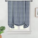 Tie Up Curtains for Windows Buffalo Check Plaid Gingham Yarn Dyed Adjustable Tie Up Shades for Kitchen Window Curtains Cafe Curtains 42 x 63 Navy/White