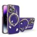 Dteck for Apple iPhone XS/X Magnetic Ring Holder Case Shockproof Plating Built-in Camera Lens Protector Compatible with Mag Safe Accessory Glitter Gold Electroplated Protective Case darkpurple