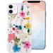 for iPhone 12 Mini Flower Girly Case Girls Floral Design Pressed Dry Real Flowers Slim Cover Case Silicone TPU Rubber Romantic Cute Protective Clear Phone Case for Women Girls Kids Pink