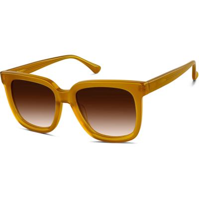 Zenni Women's Square Rx Sunglasses Honey Plastic Full Rim Frame