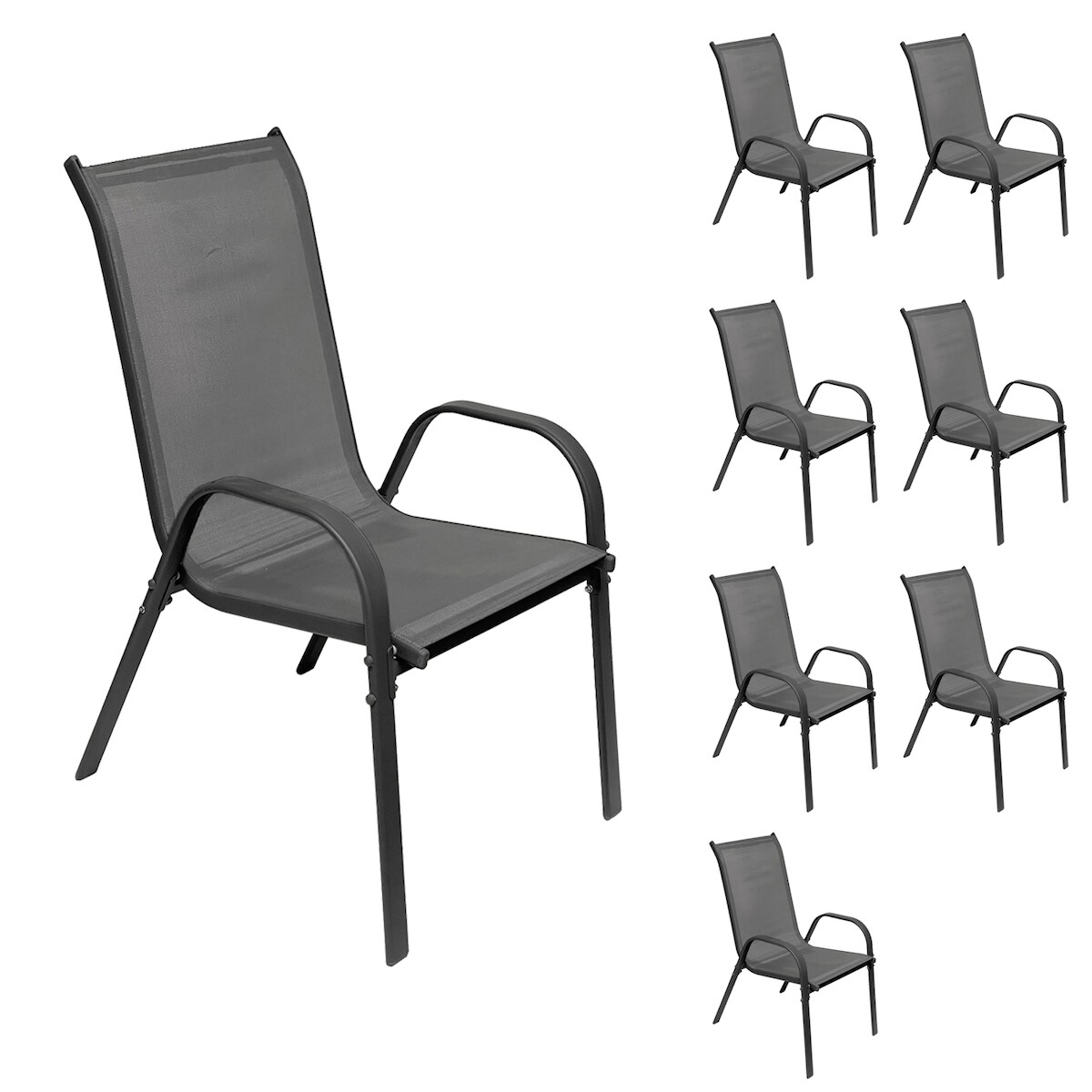 Mojawo Stapelstuhl Metall - Textilen Farbe Anthrazit - Anthrazit Image