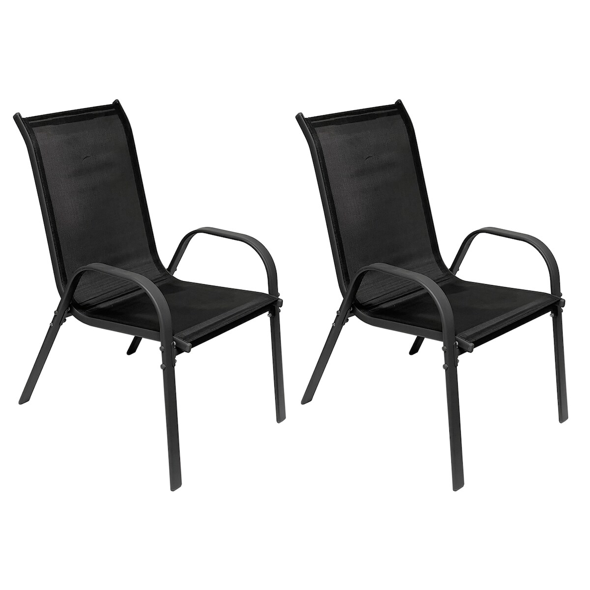 Mojawo Garten Stapelstuhl Farbe Anthrazit - Schwarz Metall - Textil Image