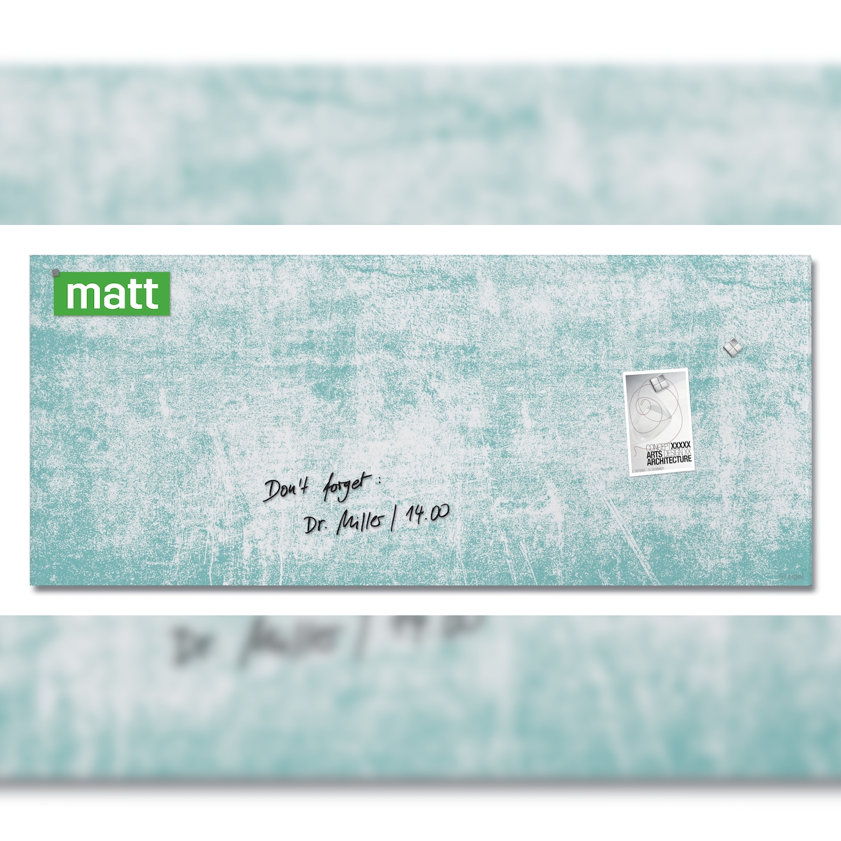 Sigel GL297 Glas-Magnettafel Artverum - Design Turquoise Wall - 130 x 55 cm - türkis, weiß - Sicherheitsglas Image