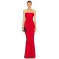 Norma Kamali Strapless Fishtail Gown in Tiger Red - Red. Size L (also in M, S, XL, XS).