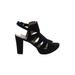 Naturalizer Heels: Strappy Chunky Heel Chic Black Print Shoes - Women's Size 9 - Open Toe