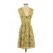 Plenty By Tracy Reese Casual Dress V Neck Sleeveless: Yellow Paisley Dresses - Women's Size 0