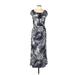 Mlle Gabrielle Casual Dress - Sheath Scoop Neck Short sleeves: Blue Print Dresses - Women's Size Large