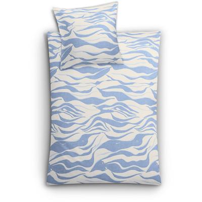 Bettwäsche KLEINE WOLKE "Onda", blau (mare), B/L: 155cm x 220cm, Mako-Satin, B/L: 80cm x 80cm, Mako-Satin, Obermaterial: 100% Baumwolle, Bettwäsche, mit Wellenmotiv Image