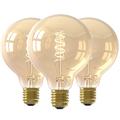 CALEX Edison Vintage Light Bulb, LED Spiral Filament, G95 Bulb 3.8 W Replaces 25 W Incandescent Bulb, E27 Socket, Dimmable, Warm White Lighting in The Home, Pack of 3, 1001000900-3