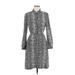 Rebecca Taylor Casual Dress - Shirtdress Collared 3/4 sleeves: Black Snake Print Dresses - Women's Size 6