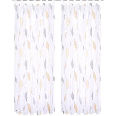 Vorhang HOME WOHNIDEEN "PAOLO" Gr. 2, gelb, B:140cm H:175cm, Voile, Polyester, Gardinen, 2er Pack Schlaufenschal PAOLO bedruckt Image