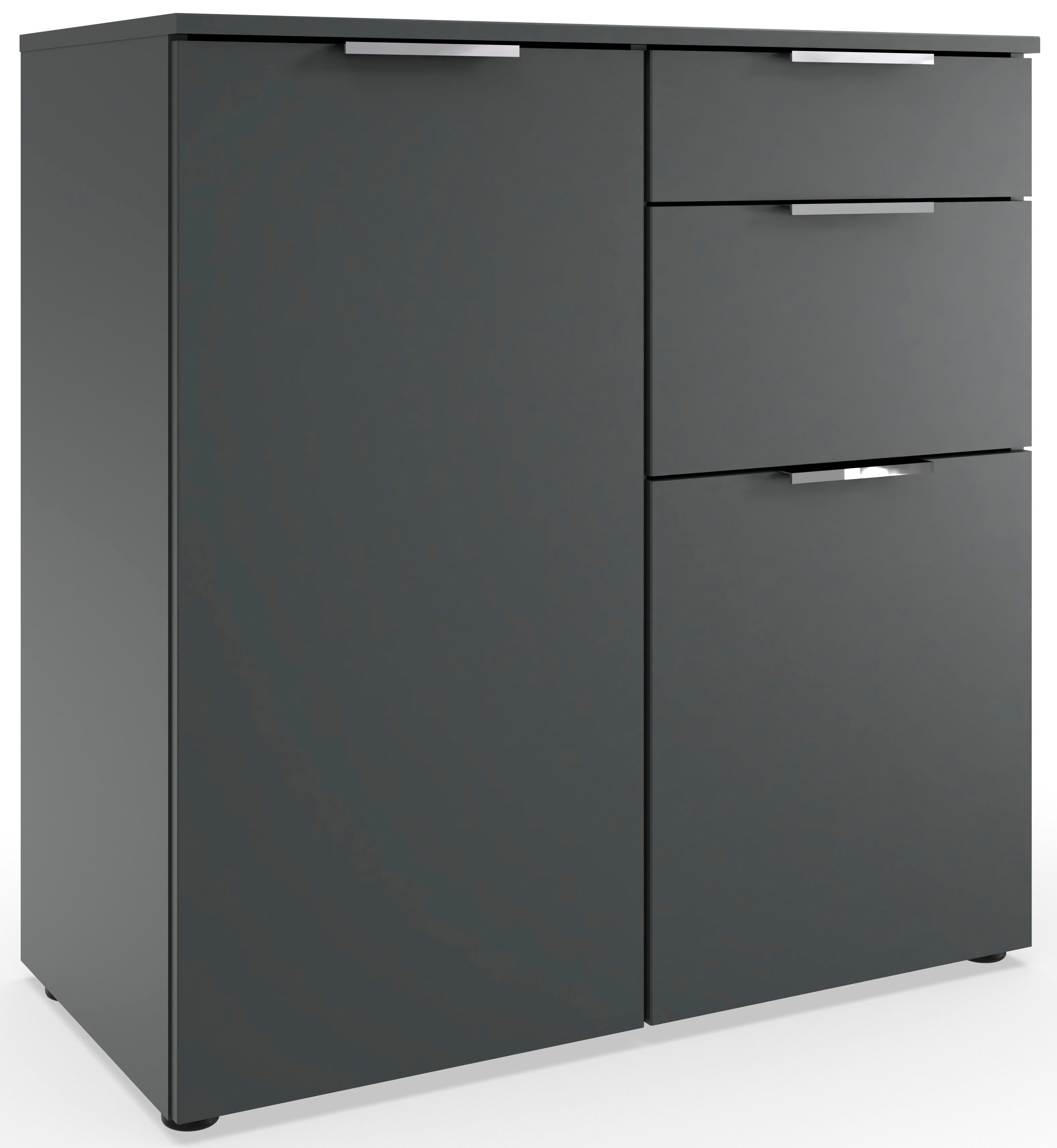 Kombikommode WIMEX "Level by fresh to go", grau (graphit), B:81cm H:84cm T:41cm, Spanplatte, Sideboards, 2-türig, mit 2 Schubladen und soft-close Funktion, 81cm breit Image