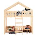 Lit cabane mi-hauteur 90x200 sommier inclus naturel