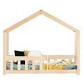 Lit cabane 90x190 sommier inclus naturel