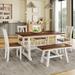 Farmhouse Style Wood Dining Table Set, 6-Piece Kitchen Table Set with Long Bench and 4 Dining Chairs,Designed for A Large Family