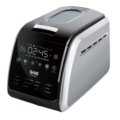 Saki Bread Maker with Non-stick Ceramic Bread Pan, Stainless Steel, 12-in-1 Programmable - 3lb