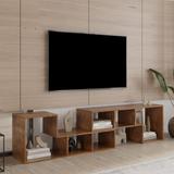 Brown Modern Entertainment Center Cube Bookshelf Double L-Shaped TV Stand, Display Shelf, Bookcase for Home Furniture