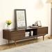 Stylish 45° Pointed Walnut Finish Media TV Stands with Spacious Storage Compartments and Shelves for Living Room, Walnut