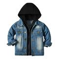 FYMNSI Toddler Fall Jacket Baby Jean Jacket Boys Girls Denim Jacket Cowboy Outerwear Shacket for Kids 4-5 Years Blue Black Hooded