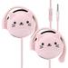 QearFun Cat Earbuds for Kids with Ear Hooks Kawakii Wired Over Ear Headphones Earphones Gifts for School Girls and Boys with Microphone & Ear Loops Pink