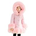 Eashery Girls Winter Puffer Jacket Hooded Lightweight Reversible Full Zip Shell Jacket Winter Warm Shirt Sweater Tops Girls Jacket (Pink 6-7 Years)