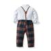 LYCAQL Toddler Boy Clothes Toddler Boy Clothes Baby Boy Clothes Baby Soild Shirt Suspender Pants Set Outfit Designer Pants for (White 6-7 Years)