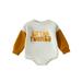 Baby Boy Girl Thanksgiving Sweatshirt Romper Funny Letter Print Long Sleeve Onesie Bodysuit Newborn Infant Cute Fall Clothes