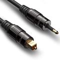 (3ft 24K Gold Plated Toslink to Mini Toslink Digital Optical S/PDIF Audio Cable with Metal Connectors &
