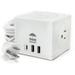 Power Strip Cube by WBM 10A Surge Protector Charger Station 2 AC Outlets 2 USB Ports & Type C Plug