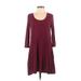 Lulus Casual Dress - A-Line Scoop Neck 3/4 sleeves: Burgundy Print Dresses - Women's Size Small