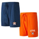 Men's Concepts Sport Navy/Orange Houston Astros Two-Pack Meter Sleep Shorts