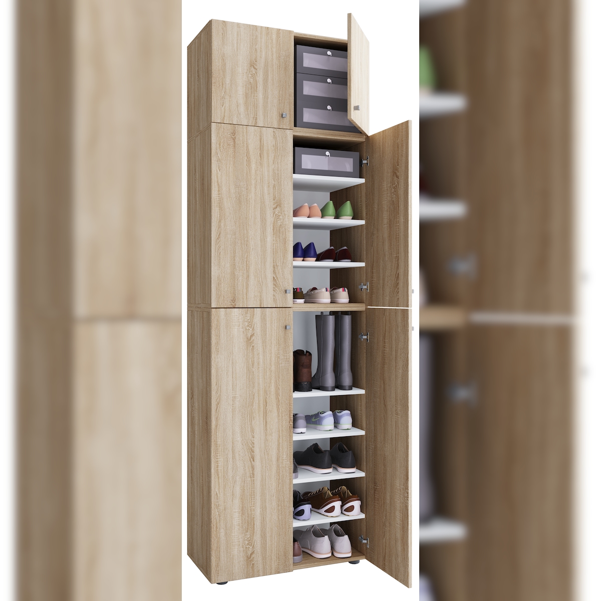 VCM Schuhschrank Lona Sonoma-Eiche H. 240 x B. 70 x T. 39 cm Image