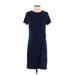 Banana Republic Casual Dress - Shift Crew Neck Short sleeves: Blue Print Dresses - Women's Size Small