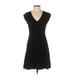 Rebecca Taylor Casual Dress - Mini V-Neck Short sleeves: Black Solid Dresses - Women's Size 2
