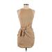 Shein Casual Dress - Mini High Neck Sleeveless: Tan Print Dresses - Women's Size 6