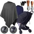 felisun Privacy Nursing Covers for Breastfeeding，Baby Car Seat Cover (2Sets) Stroller Hooks(2Sets) Моsquitо Net for Stroller，Stroller Sun Shade(Black) Stroller Cup Holder with Phone Holder(Black)