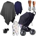 felisun Privacy Nursing Covers for Breastfeeding(2Sets) Stroller Hooks for Hanging(2Sets) Little Bum Coolers for Car Seat(Forest White) Моsquitо Net for Stroller(Black) Stroller Cup Holder(Black)