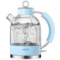 ASCOT Electric Kettle, Glass Electric Tea Kettle, Gift for Man/Women/Family, 1.5L Glass Tea Heater & Hot Water Boiler, BPA-Free, Auto Shut-Off and Boil-Dry Protection (Blue)