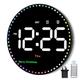 U-picks Wall Clock Round 10" with Adapter & Remote Control,Large Digital Wall Clock Large Display with Rainbow Second Hand Reading/Week/Temp/Adjustable Brightness,Led Wall Clock for Home/Office/Garage