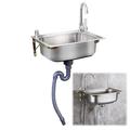 Small Kitchen Sink Utility Sink Single Bowl Stainless Steel Sinks Campervan RV Wall Mounted Sink for Camping Reversible Drainer with Waste Pipes Clips, Sinks for Darage,Depth: 14cm ( Size : 38x32cm(15