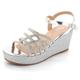 AARZ LONDON Women Ladies Diamante Evening Party Casual Comfort High Wedge Heel Caged Sandals Silver Shoes Size UK 4 EU 37