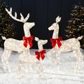 The Holiday Aisle® 4Ft 3-Piece Lighted 2D Christmas Deer Set Outdoor Yard Decoration W/175 LED Lights, Stakes -, in White | Wayfair