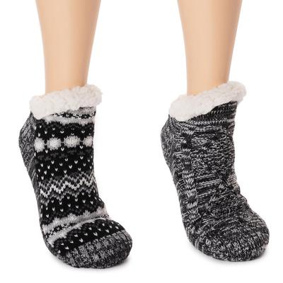 MUK LUKS Women's 2-Pair Short Cabin Socks Size S/M Ebony/Charcoal