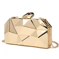 Pochette da sera geometrica in scatola acrilica dorata pochette elegante borsa da donna a catena per
