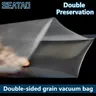 SEATAO 50/100PCS Double sided twill grid kitchen vacuum food bag vacuum seal pocket Vacuum storage