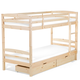 Hochbett Hellbraun Holz 90 x 200 cm mit Bettkasten Zwei Schubladen Etagenbett Kinderzimmer